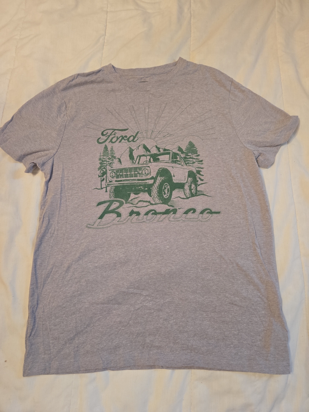 Ford Bronco Graphic Tee - Gray with Green Print